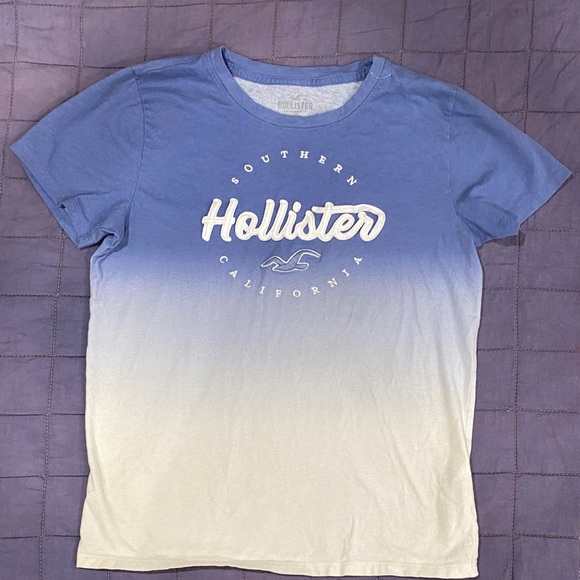NWOT Hollister Ombre Blue and White Tee - Picture 1 of 2